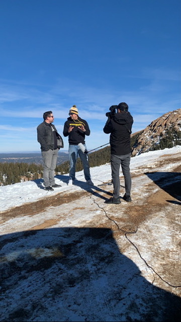 Rooftop filming in the mountains