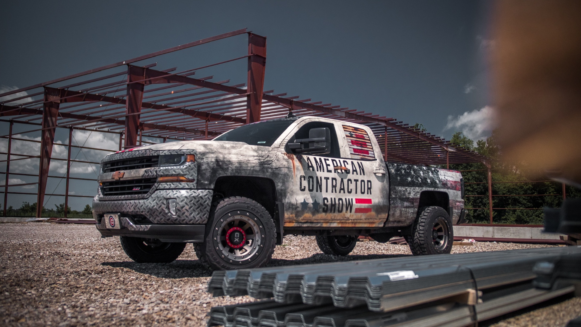 ACS branded truck with steel beams